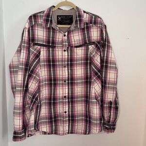 Y2K Marc‎ Ecko Cut&Sew Deadly Threads Zipper Pocket Fuchsia and Gray Plaid XL